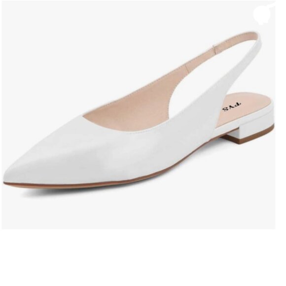 FYS Shoes - FYS White Pointed Toe Pumps Comfortable Slip on Slingbacks Office Walking Shoes